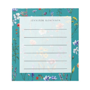 Bloc-note Prairie de fleurs sauvages minimaliste moderne ave