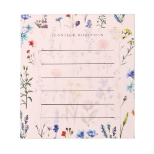 Bloc-note Prairie de fleurs sauvages minimaliste moderne Nom