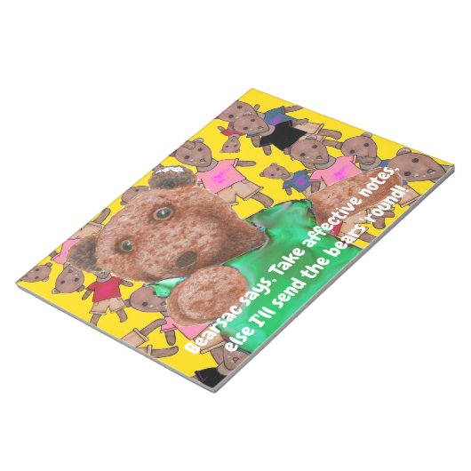 Bloc-note Prenez des notes efficaces sinon j'enverrai l'ours (Incliné)