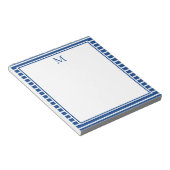 Bloc-note Préparation Navy bleu et blanc rayé monogramme (Incliné)