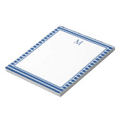 Bloc-note Préparation Navy bleu et blanc rayé monogramme (Tourné)