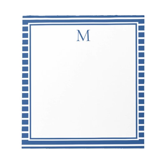 Bloc-note Préparation Navy bleu et blanc rayé monogramme (Devant)