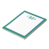 Bloc-note Préparé Vert Kelly Clair et Monogramme Bleu Foncé (Tourné)