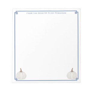 Bloc-note Préppy Blanc Citrouille Bleu Bordure Nom personna