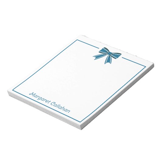 Bloc-note Preppy Blue and White Bow Personalized (Tourné)
