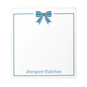 Bloc-note Preppy Blue and White Bow Personalized (Devant)