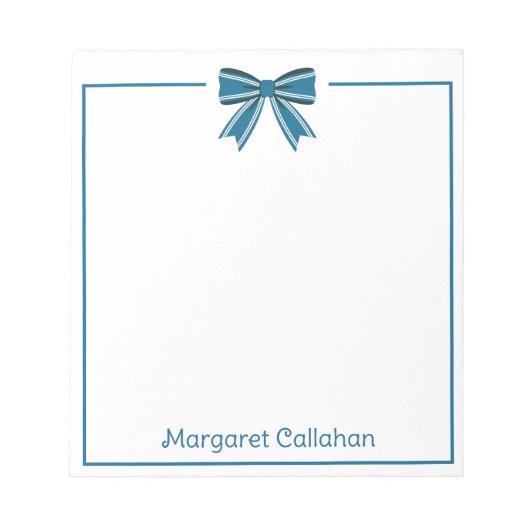 Bloc-note Preppy Blue and White Bow Personalized (Devant)
