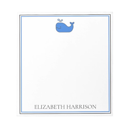 Bloc-note Preppy Blue Whale personnalisée (Devant)