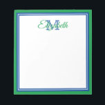 Bloc-note Preppy Bright Kelly Green et Deep Blue Monogram<br><div class="desc">Personnalisez ce bloc-notes en monogramme blanc,  bleu foncé et vert citron avec votre choix de nom et d'initiale.</div>