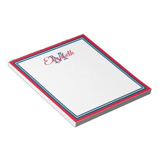 Bloc-note Preppy Bright Red et Marine Blue Monogram (Incliné)
