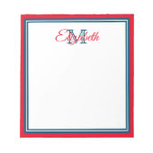 Bloc-note Preppy Bright Red et Marine Blue Monogram (Devant)