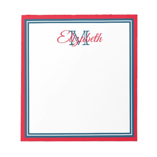 Bloc-note Preppy Bright Red et Marine Blue Monogram (Devant)