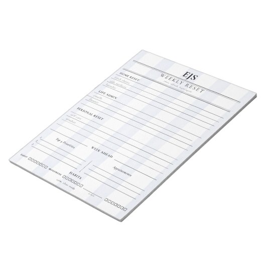 Bloc-note Preppy Monogram Weekly Reset Notepad | Planner (Incliné)