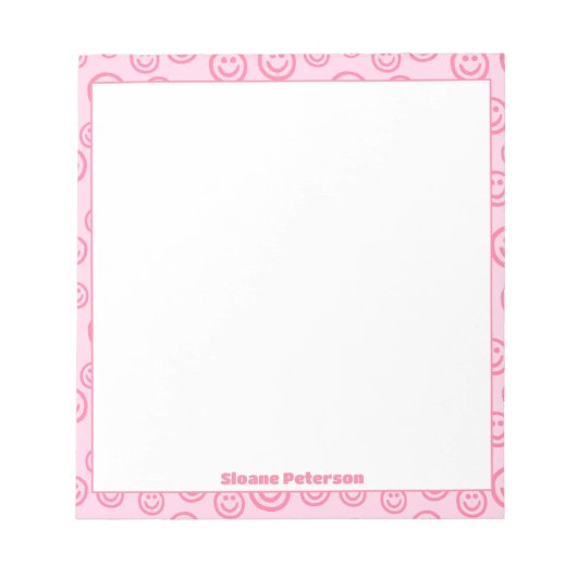 Bloc-note Preppy personnalisé rose mignon (Devant)