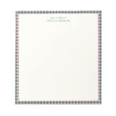 Bloc-note Preppy Pink Green Gingham Plaid Personalized Name (Devant)
