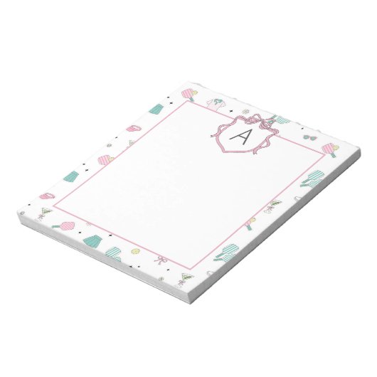 Bloc-note Preppy Prink Pickleball Monogram Notepad (Tourné)