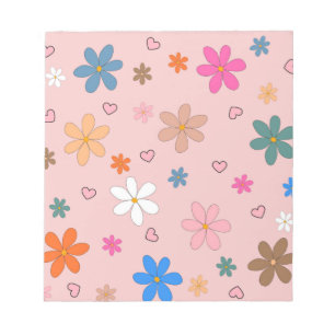 Bloc-note Préppy rose coloré Flower Heart Y2K Motif