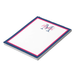 Bloc-note Preppy Rose et Navy Blue Monogram