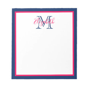 Bloc-note Preppy Rose et Navy Blue Monogram
