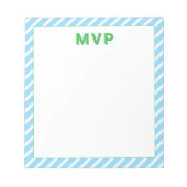 Bloc-note Preppy Vert & Bleu rayé Personnalisé Moderne (Devant)