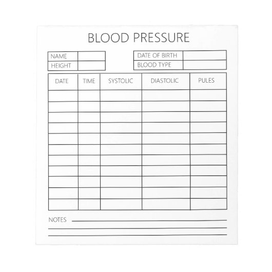 Bloc-note Pression sanguine (Devant)