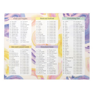 Bloc-note Pretty Grocery List Notepads, Custom Grocery List
