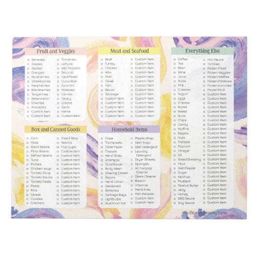 Bloc-note Pretty Grocery List Notepads, Custom Grocery List (Devant)