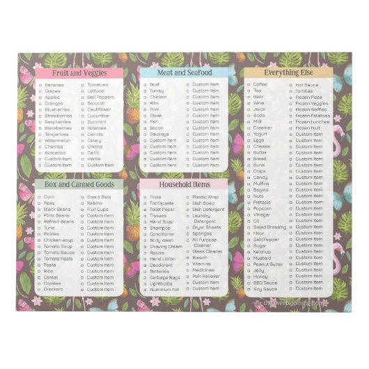 Bloc-note Pretty Grocery List Notepads, Grocery Notepads (Devant)