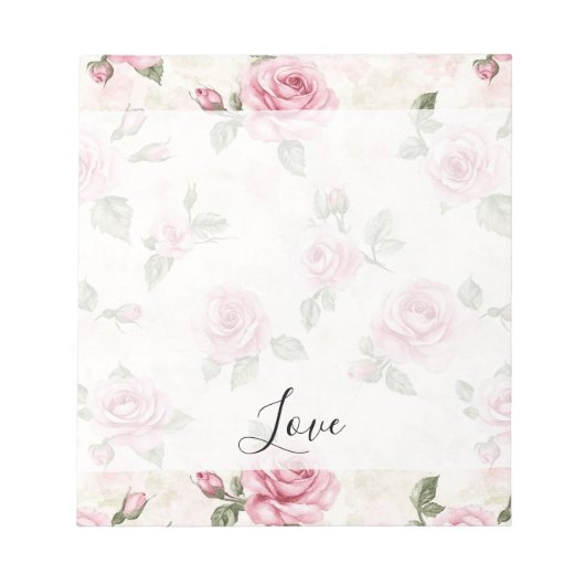 Bloc-note Pretty Pink Roses Romantic Love (Devant)