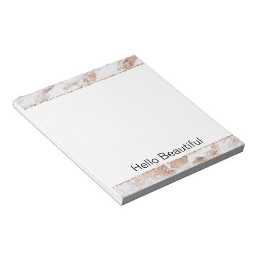 Bloc-note Pretty Rose Gold White Glitzy Marble (Incliné)