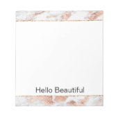 Bloc-note Pretty Rose Gold White Glitzy Marble (Devant)