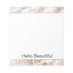 Bloc-note Pretty Rose Gold White Glitzy Marble