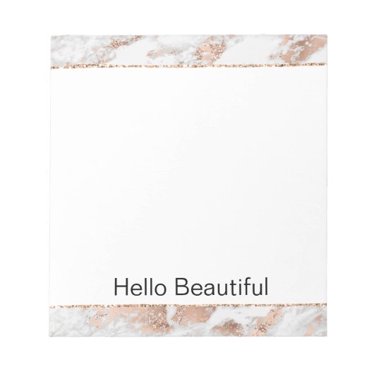 Bloc-note Pretty Rose Gold White Glitzy Marble (Devant)