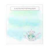 Bloc-note Pretty Tea Pot Mint Green Gold Flowpad Notepad (Devant)