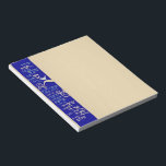 Bloc-note Prière Mezuzah<br><div class="desc">Bloc-notes doré de 5, 5 po x 6 po avec l'image d'une prière de mezuzah sur le bleu royal. Consultez l'ensemble de la collection Hanoukka Notepad sous la catégorie OFFICE dans la section VACANCES.</div>