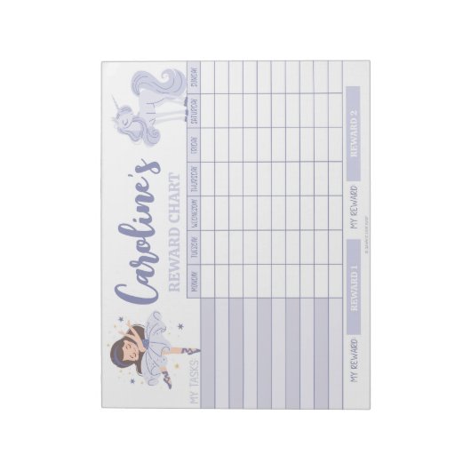 Bloc-note Princess Reward Chart Tâche de nom personnalisée (Tourné)