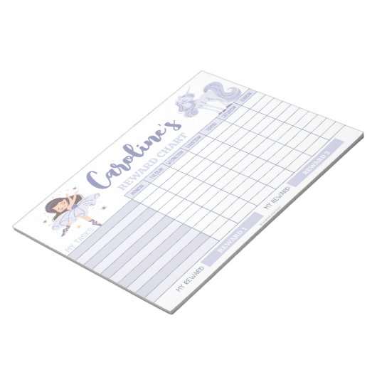 Bloc-note Princess Reward Chart Tâche de nom personnalisée (Incliné)