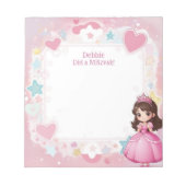 Bloc-note Princesse rose Brunette à thème personnalisé Mitzv (Devant)