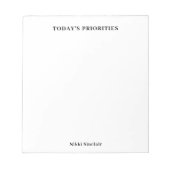 Bloc-note Priorités d'aujourd'hui Jotter noir et blanc (Devant)