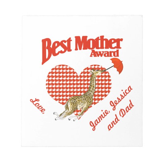 Bloc-note Prix de la meilleure mère (Devant)