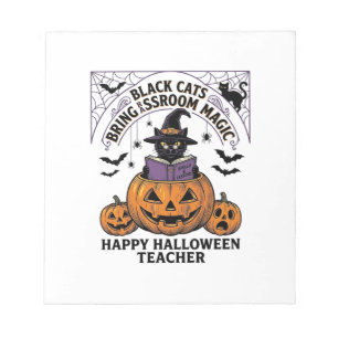 Bloc-note Prof Cat Halloween Citrouille Vintage Salle de Cla