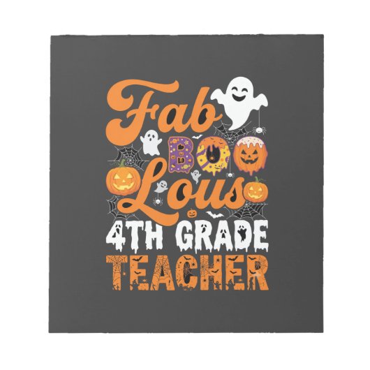 Bloc-note Prof enseignant de 4e année Halloween Fab-BOO-Lous (Devant)