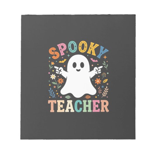 Bloc-note Prof Enseignant Fantôme Mignon Halloween Design_1 (Devant)