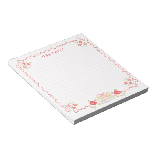 Bloc-note Professeur | Crest scolaire | Monogramme (Incliné)