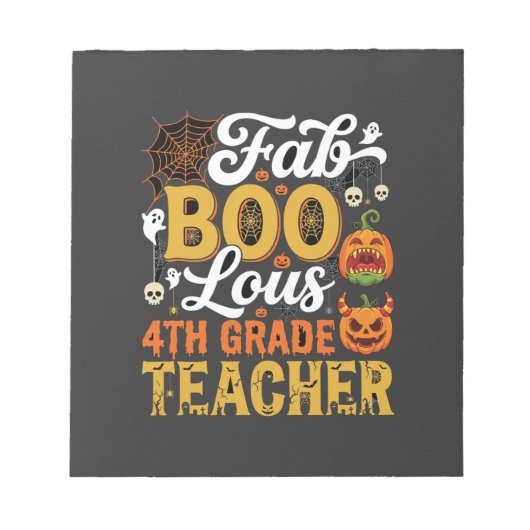 Bloc-note Professeur de 4e année Faboolous Halloween (Devant)