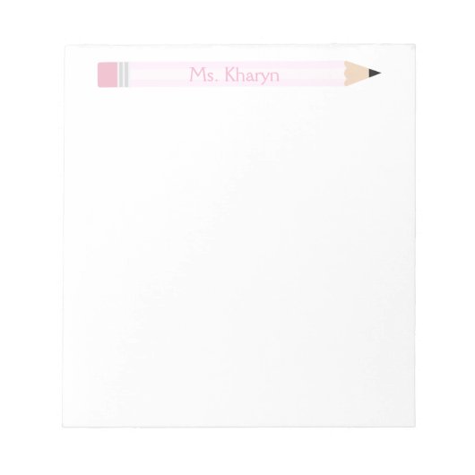 Bloc-note Professeur de crayon rose, Professeur sur mesure (Devant)