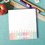 Bloc-note Professeur de cuisine personnalisé Rainbow<br><div class="desc">Si vous cherchez le meilleur cadeau pour enseignante, ce carnet de crayons colorés pour enseignante personnalisée est un joli ajout à sa papeterie pour enseignante. Les crayons en arc-en-ciel colorés apportent une touche parfaite à sa décoration de bureau. Vous pouvez personnaliser ce joli bloc-notes pour la semaine d'appréciation des enseignants...</div>