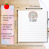 Bloc-note Professeur de sciences personnalisées Boho Rainbow