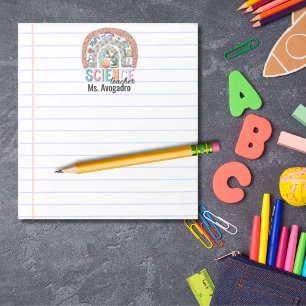 Bloc-note Professeur de sciences personnalisées Boho Rainbow