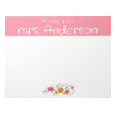 Bloc-note Professeur fleur sauvage vintage d'aquarelle rose (Devant)